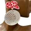 13-5933 HAT & DISCO BALL ACRYLIC EARRINGS