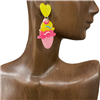 13-5962 YELLOW HEART  ICE CREAM ACRYLIC EARRINGS