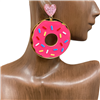 13-5994 HEART DONUT ACRYLIC EARRINGS