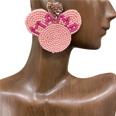 13-5997 PINK MAMA SEED BEAD EARRINGS