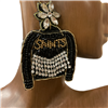 13-6046  BLACK  SWEATER  RHINESTONE & SEED BEAD EARRINGS