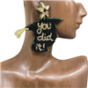 13-6053 YOU DID IT!  BLACK & GOLD SEED BEAD EARRINGS