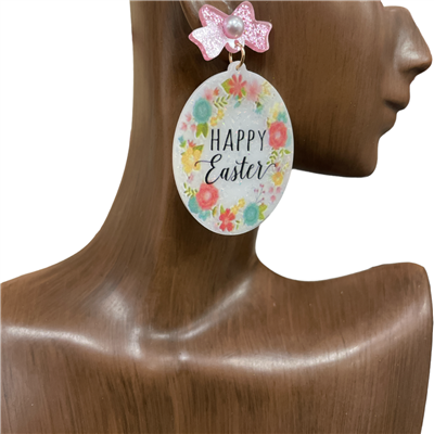 13-6055  HAPPY EASTER EGG  ACRYLIC EARRINGS