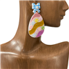 13-6061 FLORAL EGG ACRYLIC EARRINGS