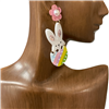 13-6062 EGG  BUNNY MULTI COLOR ACRYLIC EARRINGS