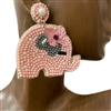 13-6075 PINK ELEPHANT SEED BEAD EARRINGS