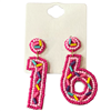 13-6087 16'' BIRTHDAY SEED BEAD EARRINGS