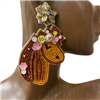 13-6105 BROWN HORSE SEED BEAD EARRINGS