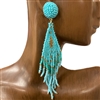 13-6123   BLUE BEADED TASSEL LONG EARRINGS