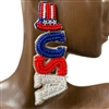 13-6225  AMERICAN FLAG USA  SEED BEAD EARRINGS