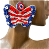 13-6237   AMERICAN FLAG BUTTERFLY  SEED BEAD EARRINGS