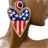 13-6243   AMERICAN FLAG HEAT  SEED BEAD EARRINGS