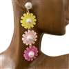 13-6273  FLOWERS  PEARL IN CENTER  ACRYLIC EARRINGS