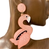 13-6290  PINK  FLAMINGO ACRYLIC EARRINGS