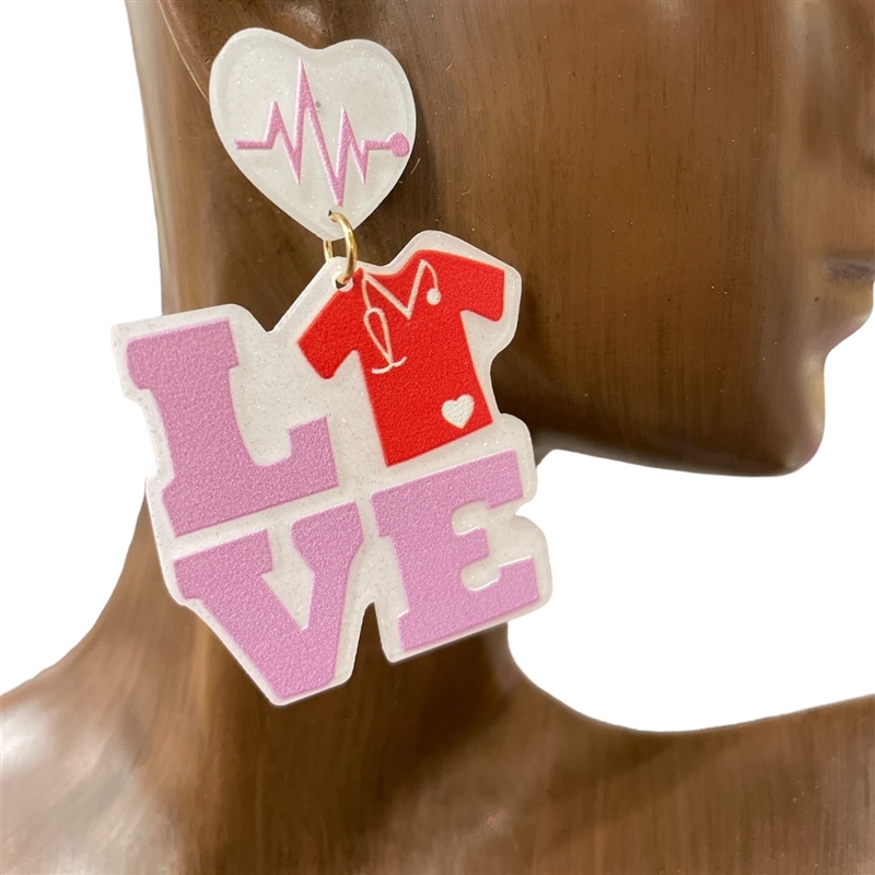 13-6310 LOVE ACRYLIC EARRINGS