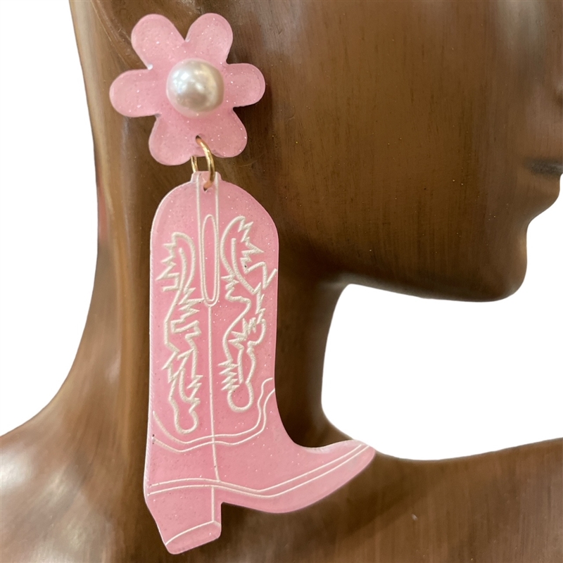 13-6314  FLORAL  BOOTS ACRYLIC EARRINGS