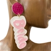 13-6320 PINK & WHITE BRIDE ACRYLIC EARRINGS