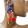 13-6345  AMERICAN FLAG  BOOTS SEED BEAD EARRINGS