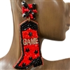 13-6391 RED BLACK GAMEDAY  BOOTS SEED BEAD EARRINGS