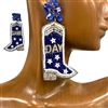 13-6391 BLUE & WHITE GAME DAY BOOTS SEED BEAD EARRINGS