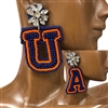 13-6397  '' UA'' ORANGE & BLUE GAME DAY  SEED BEAD EARRINGS
