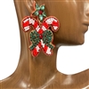 13-6503  RED CANDY CANE SEED BEAD EARRINGS