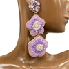 13-6764 LAVENDER DANGLING FLOWERS SEED BEAD EARRINGS