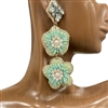 13-6764 MINT DANGLING FLOWERS SEED BEAD EARRINGS