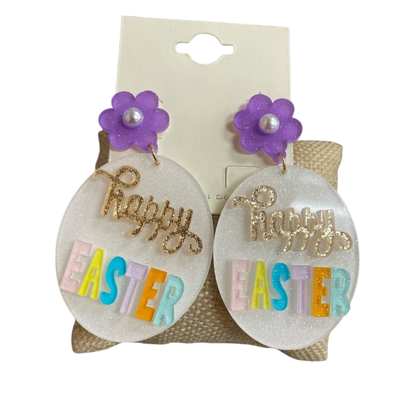 13-6863  HAPPY EASTER  EGG EARRINGS