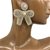 13-6873 SILVER RHINESTONE BOW SEED BEAD EARRINGS