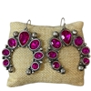 13-6980F SILVER FUCHSIA CRYSTAL CRESCENT DANGLE EARRINGS