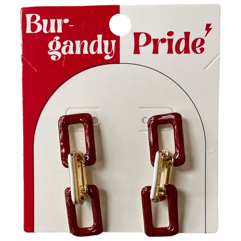 13-7270B GOLD BURGANDY LINKS POST EARRINGS