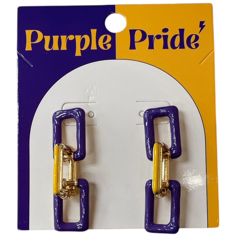 13-7270P GOLD PURPLE LINKS POST EARRINGS