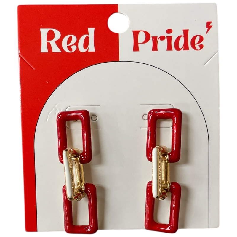 13-7270R GOLD RED LINKS POST EARRINGS