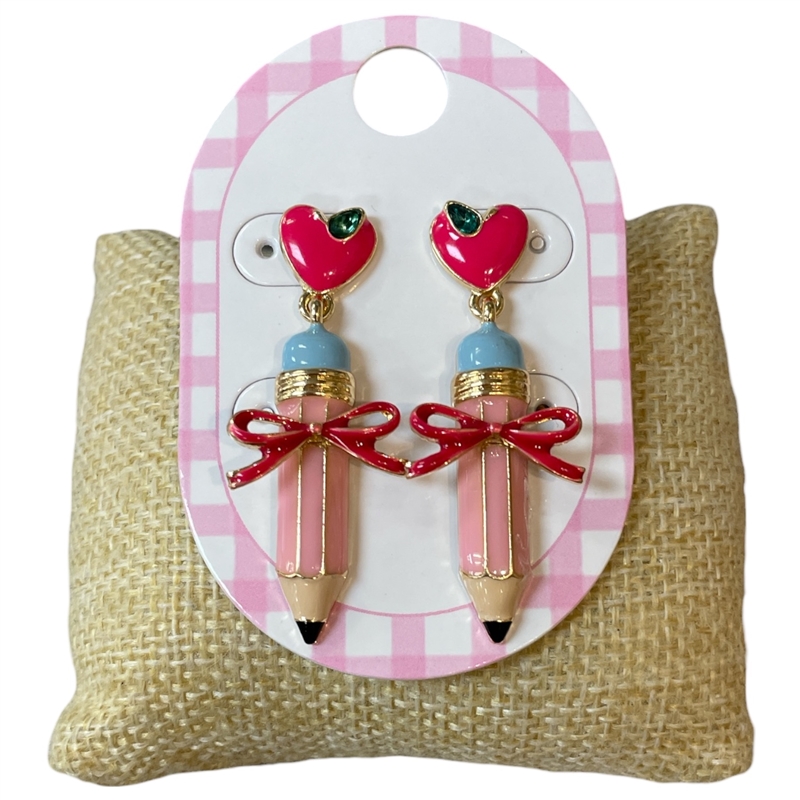 13-7446  PINK PENCIL GOLD POST EARRINGS