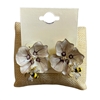 13-7541  IVORY FLOWER & BEE LARGE STUD EARRINGS