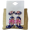13-7548 SILVER STARS & STRIPES BOOTS POST DANGLE EARRINGS