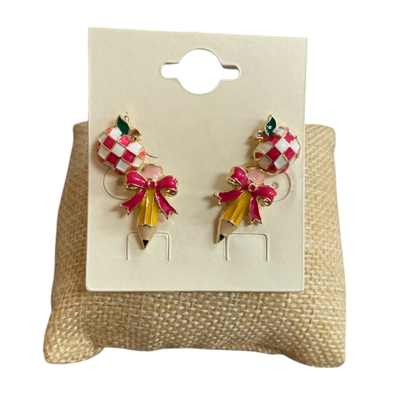 13-7565 APPLE PENCIL 2 PAIR STUD EARRINGS SET