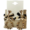 13-7656 LEOPARD PRINT GOLD HORSE SHOE DANGLE EARRINGS