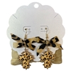 13-7658 LEOPARD PRINT GOLD CROSS DANGLE EARRINGS