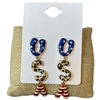 13-7847 BLUE LEOPARD STRIPES "USA" POST DANGLE EARRINGS