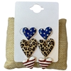 13-7849 BLUE LEOPARD STRIPES HEARTS POST DANGLE EARRINGS