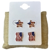 13-7888 STAR & AMERICAN FLAG 2 PAIR STUD EARRING SET