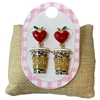 13-7891 "TEACH" LEOPARD PRINT COFFEE MUG POST EARRINGS