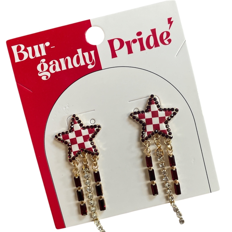 13-7921BRG BURGUNDY STAR PRIDE POST EARRINGS