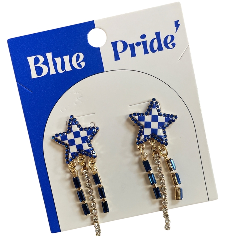 13-7921BL BLUE STAR PRIDE POST EARRINGS