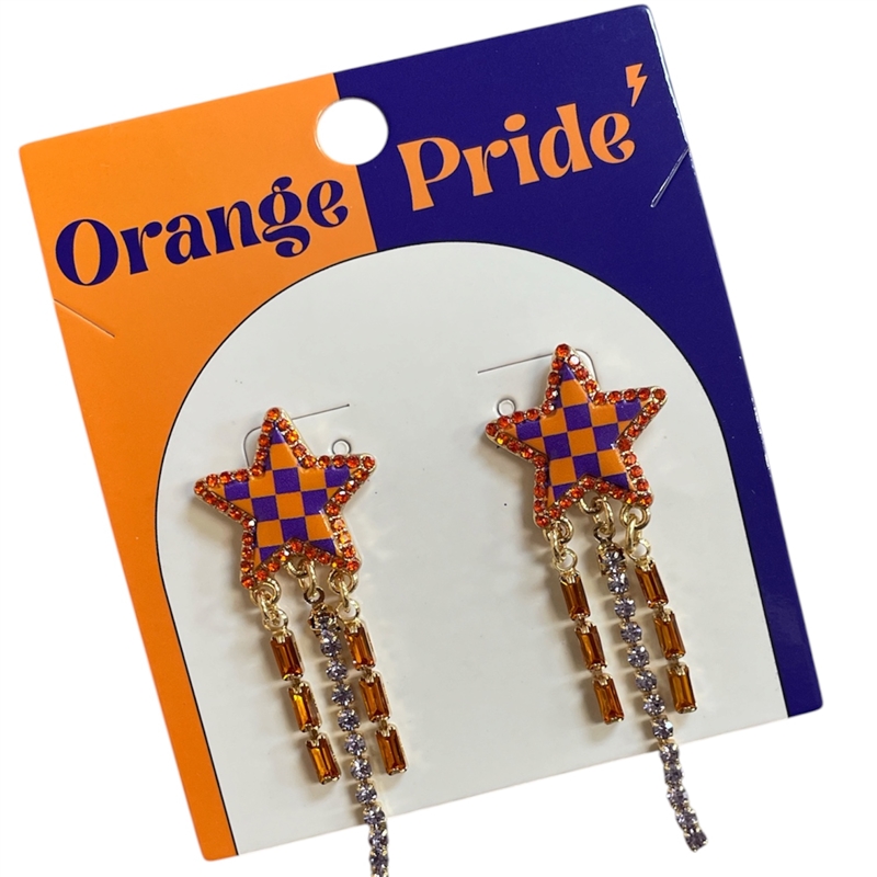 13-7921ORPU ORANGE & PURPLE STAR PRIDE POST EARRINGS