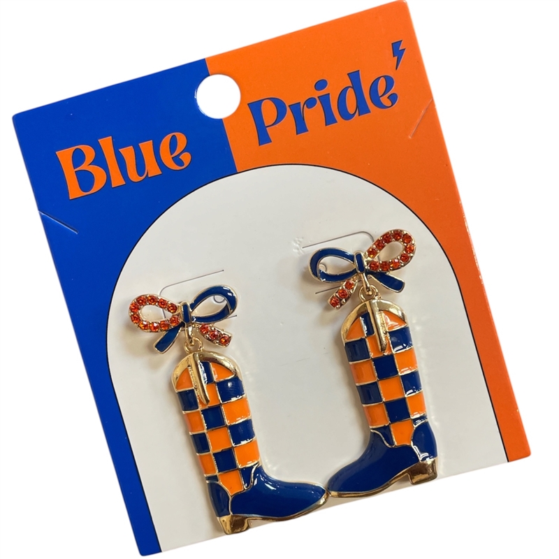 13-7924BLOR BLUE & ORANGE PRIDE BOOT EARRINGS