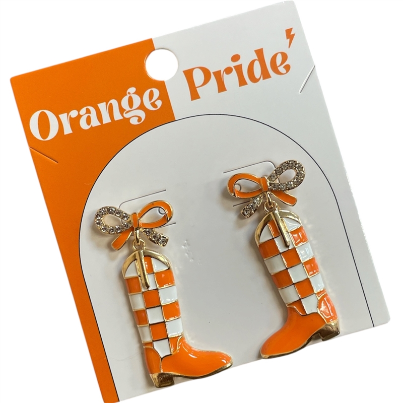 13-7924OR ORANGE PRIDE BOOT EARRINGS