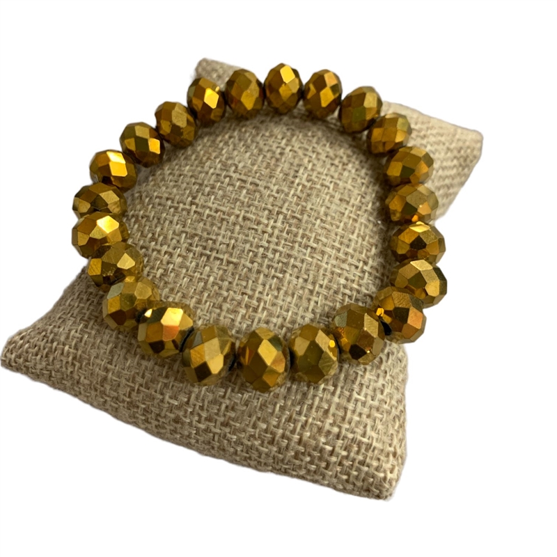 130MGL 10MM METALLIC GOLD CRYSTAL BRACELET
